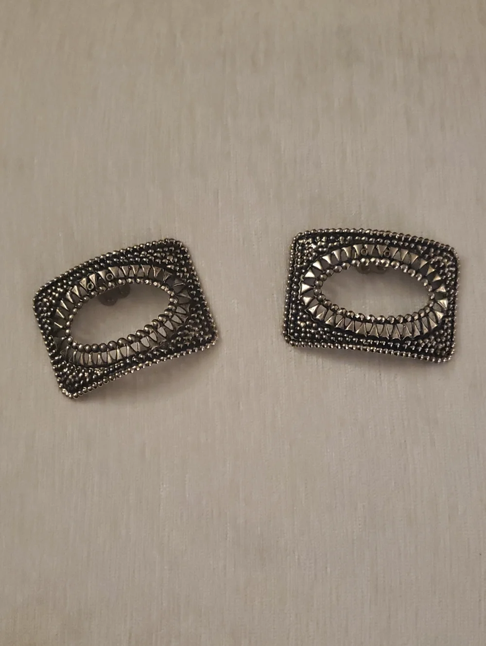 Vintage Silver-Tone Rectangular Clip-On Shoe Clips Pair / Buckle